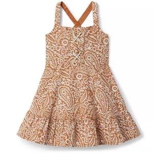 Janie and Jack Lion Floral Paisley Poplin Lace Up Sundress SIZE 4